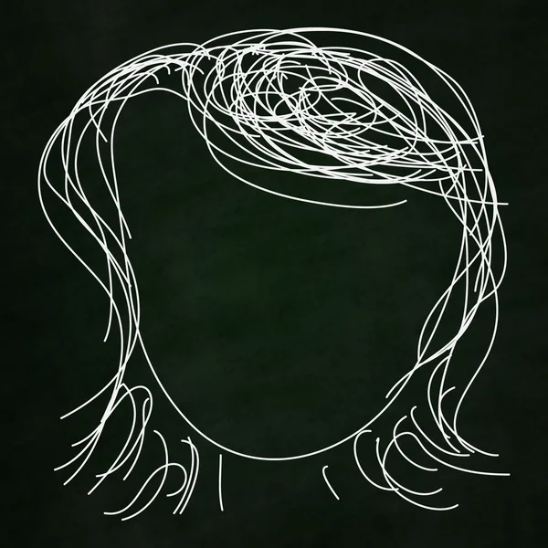 Doodle boceto de un estilo de pelo sobre un fondo de pizarra — Vector de stock