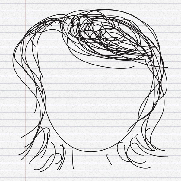 Doodle croquis d'une coiffure sur fond de papier — Image vectorielle