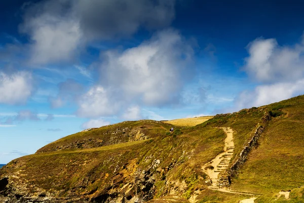 Vue de la campagne depuis le sentier côtier près de Polzeath — Photo