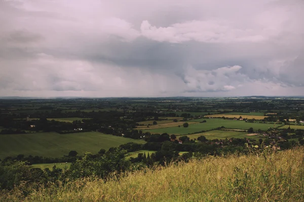 Cloudy view over the Chilterns in Buckinghamshire Vintage Retro — Stock Photo, Image