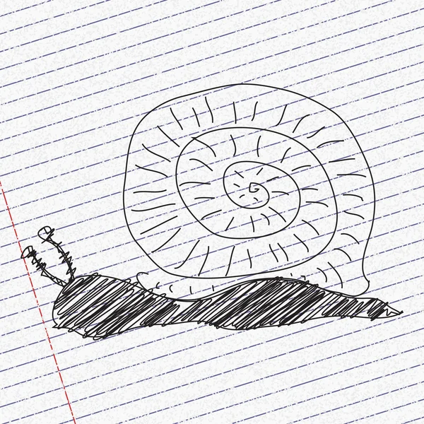 Doodle boceto de un caracol sobre fondo de papel — Vector de stock