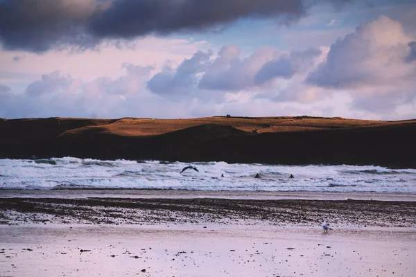 Όμορφη θέα στη θάλασσα από Polzeath φίλτρο ρετρό παλιάς χρονολογίας. — Φωτογραφία Αρχείου