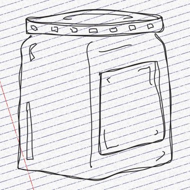 Kağıt arka plan üzerinde bir kavanoz Doodle kroki