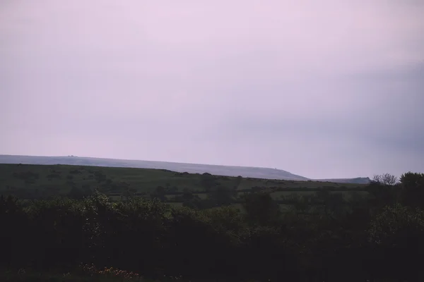 Vista sobre as colinas em Oakhampton, Cornwall Vintage Retro Filter — Fotografia de Stock