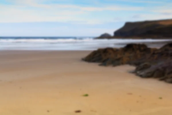 Poranny widok na plaży hotelu Polzeath z focus. — Zdjęcie stockowe