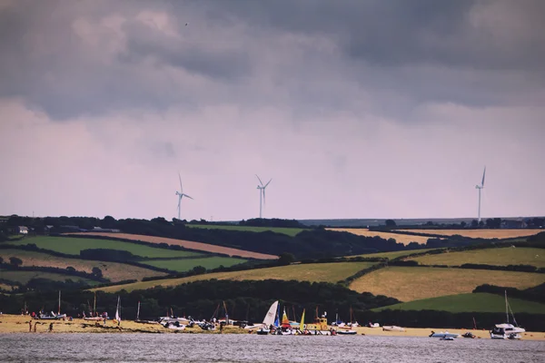 Kijk langs de kust van Rock in de buurt van Padstow Vintage Retro Filter — Stockfoto