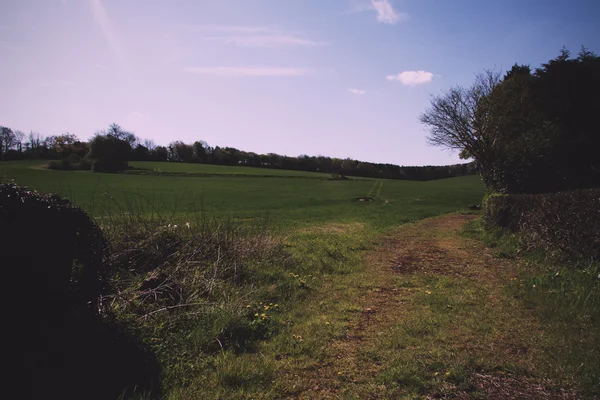 Blue sky over the countryside in the Chilterns Vintage Retro Fil — Stock Photo, Image