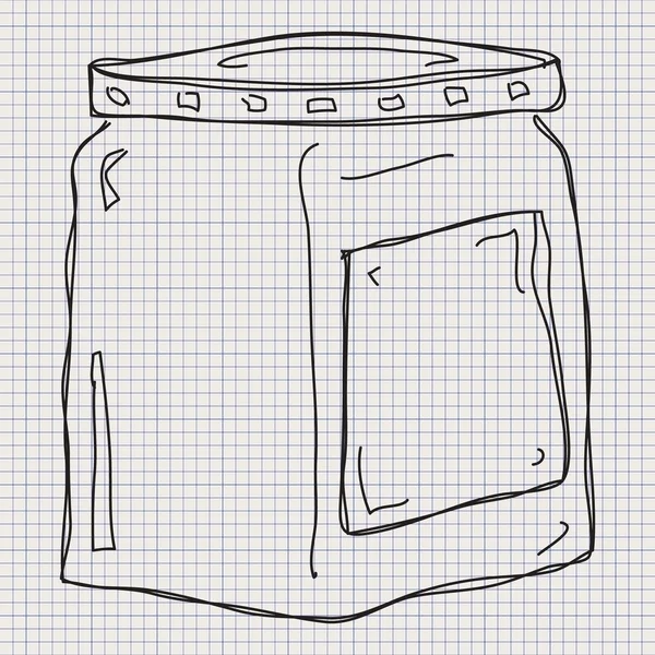 Doodle croquis d'un pot sur fond de papier graphique — Image vectorielle