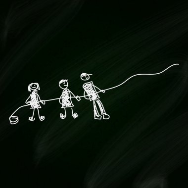 Doodle kroki bir ip üzerinde bir yazı tahtası adam çekerek insan