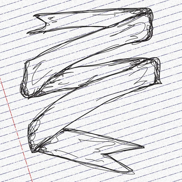 Doodle skiss av en banner på papper bakgrund — Stock vektor