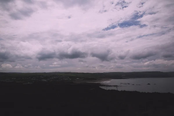 Переглянути панорамою узбережжя поблизу Bude в Корнуоллі Vintage ретро-Filt — стокове фото