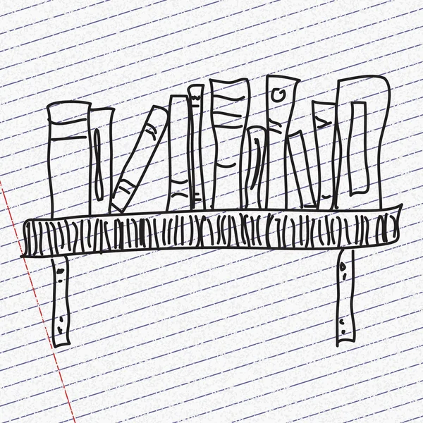 Doodle croquis d'une bibliothèque sur fond de papier — Image vectorielle