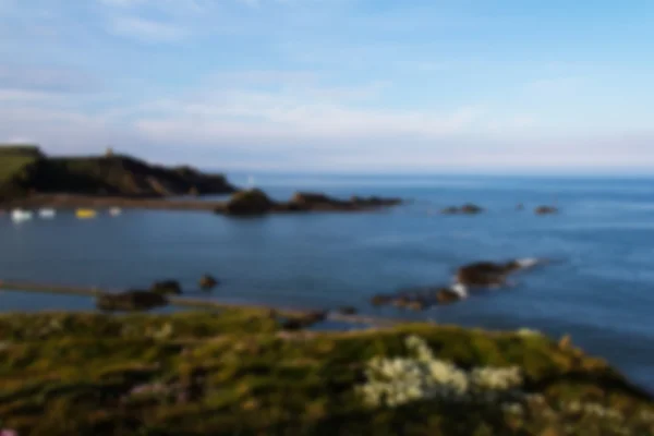 Cornish coastline viewed from the cliff in Bude Out of focus. — Stock Photo, Image