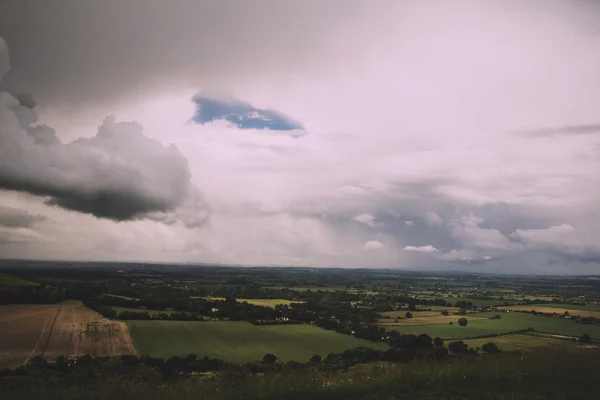 Pochmurny widok na Chilterns w Buckinghamshire Vintage Retro — Zdjęcie stockowe