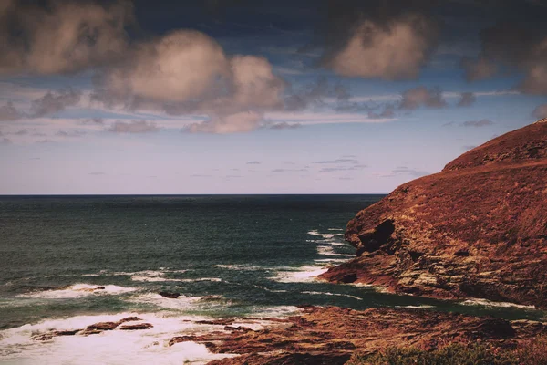 View along the coast path from Polzeath Vintage Retro Filter. — Stock Photo, Image