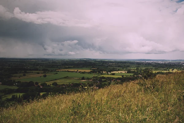 Cloudy view over the Chilterns in Buckinghamshire Vintage Retro — Stock Photo, Image