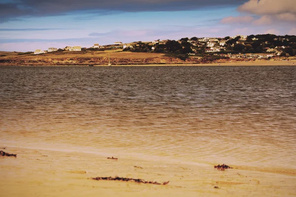 Beautiful view over the sea near Padstow Vintage Retro Filter. — Stock Photo, Image