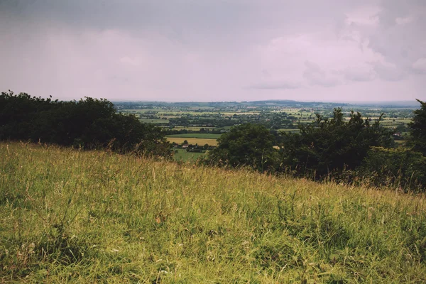 Cloudy view over the Chilterns in Buckinghamshire Vintage Retro — Stock Photo, Image
