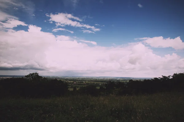 Cloudy view over the Chilterns in Buckinghamshire Vintage Retro — Stock Photo, Image