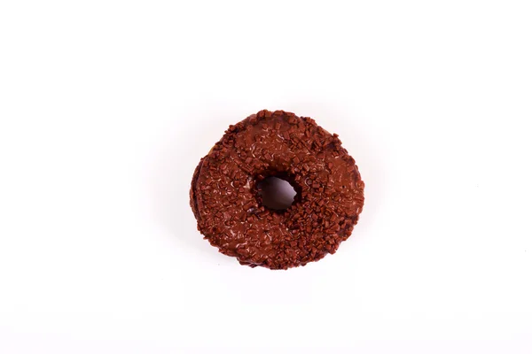 Lekkere chocolade donut op een witte achtergrond — Stockfoto
