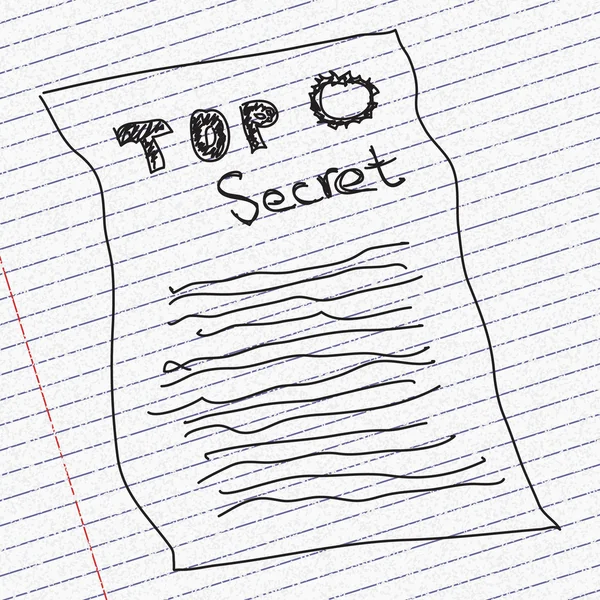 Doodle bosquejo de un documento secreto sobre fondo de papel — Vector de stock