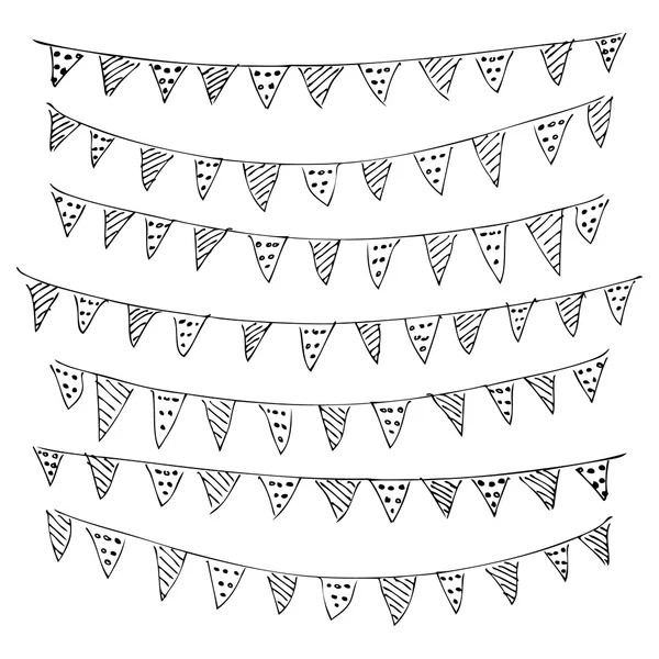 Hand getrokken pen en inkt stijl illustratie van bunting — Stockvector