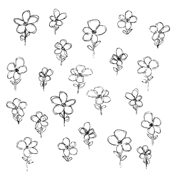 Hand dras penna och bläck stil illustration av blommor — Stock vektor