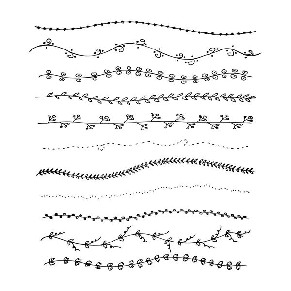 Lápiz dibujado a mano y tinta estilo ilustración de diferentes bordes — Archivo Imágenes Vectoriales