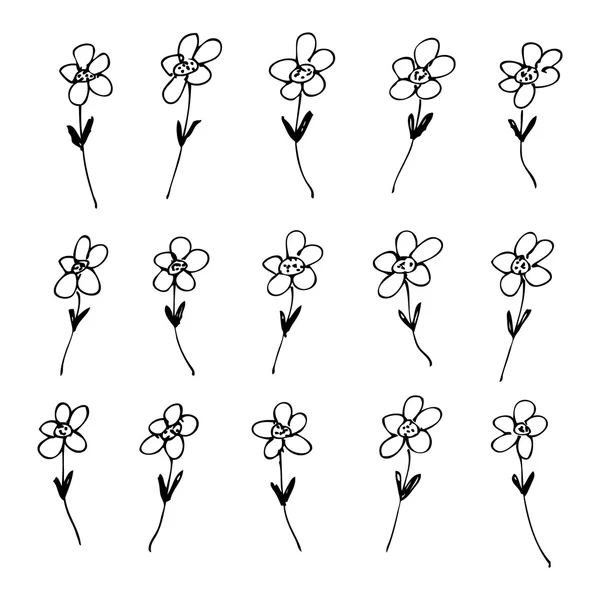 Hand getrokken pen en inkt stijl illustratie van bloemen — Stockvector