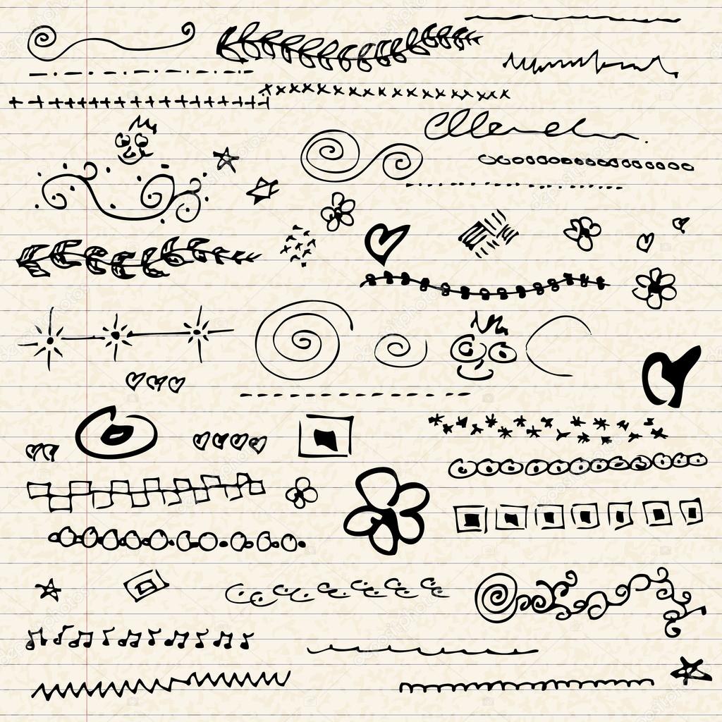 Illustration of scribbles on a sheet of lined paper