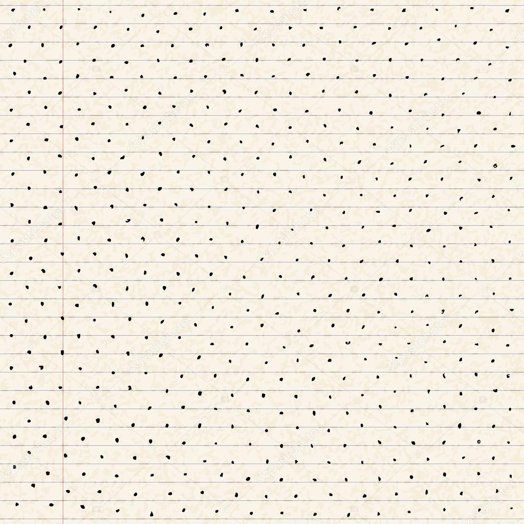 Dots on a sheet of lined paper