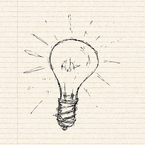 Εικονογράφηση μιας λάμπας φωτός σε χαρτί με γραμμές — Διανυσματικό Αρχείο