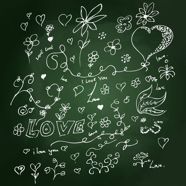 Sketchy love heart design on blackboard — Stock Vector