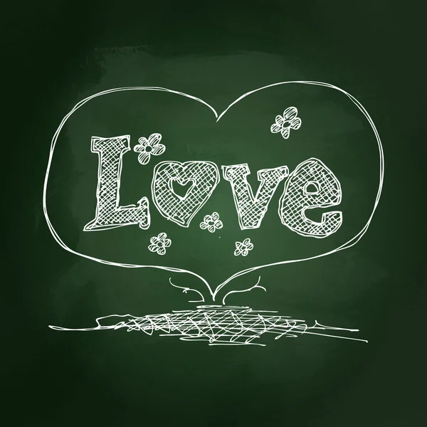 Sketchy love heart design on blackboard — Stock Vector