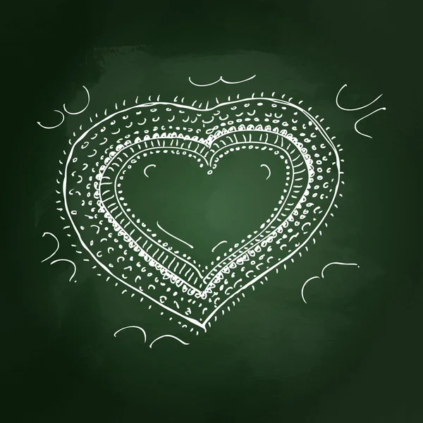 Sketchy love heart design on blackboard — Stock Vector