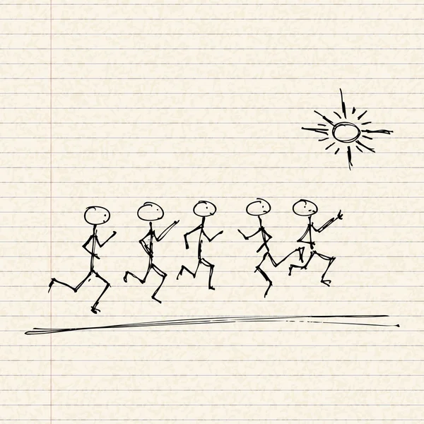Bâton hommes jouant au soleil — Image vectorielle