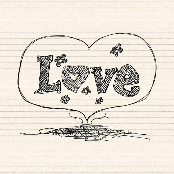 Amor corazón diseño en papel forrado — Vector de stock