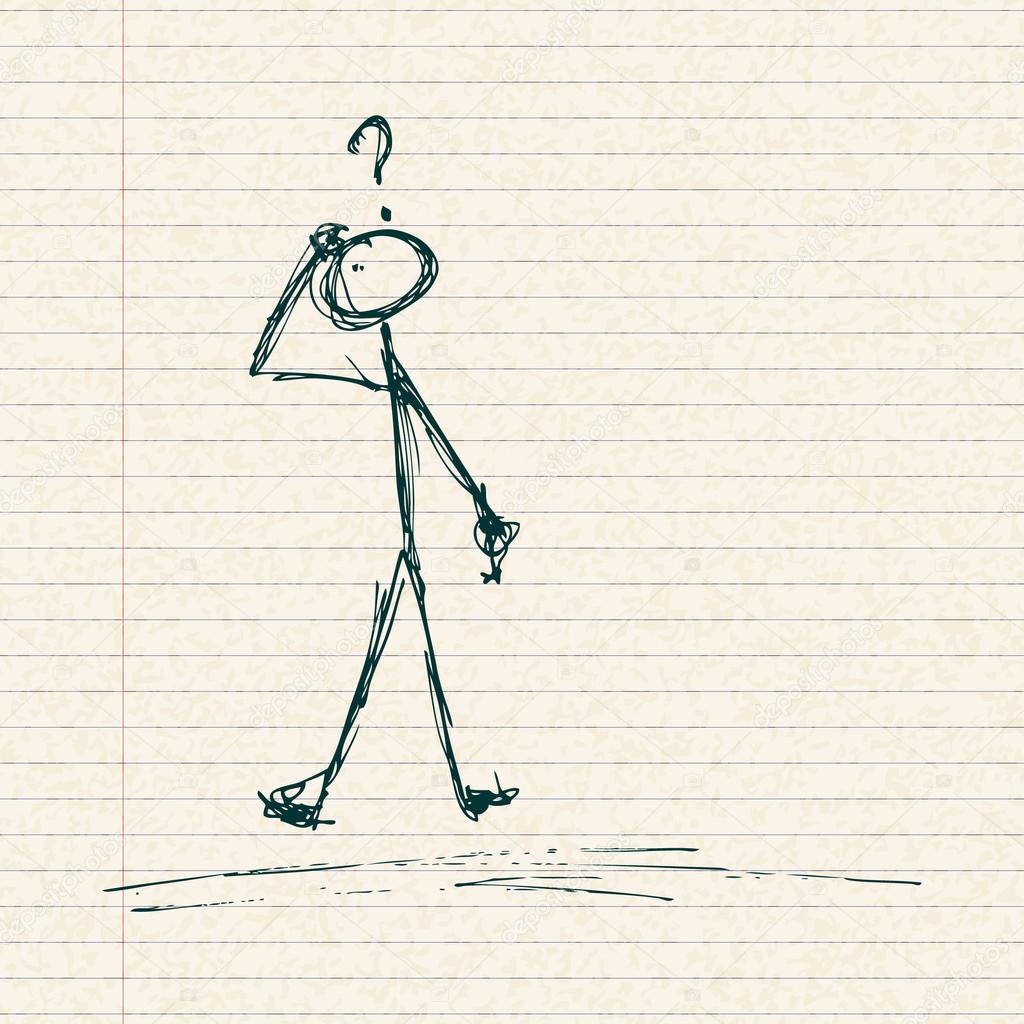 Stick man with a question