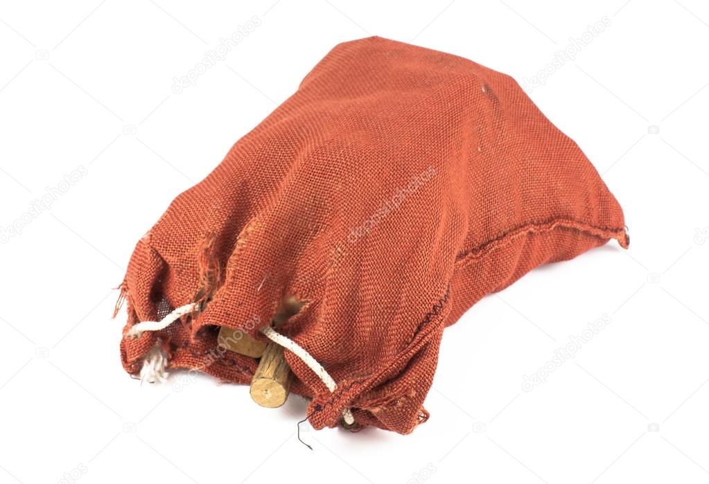 Red sack on white background