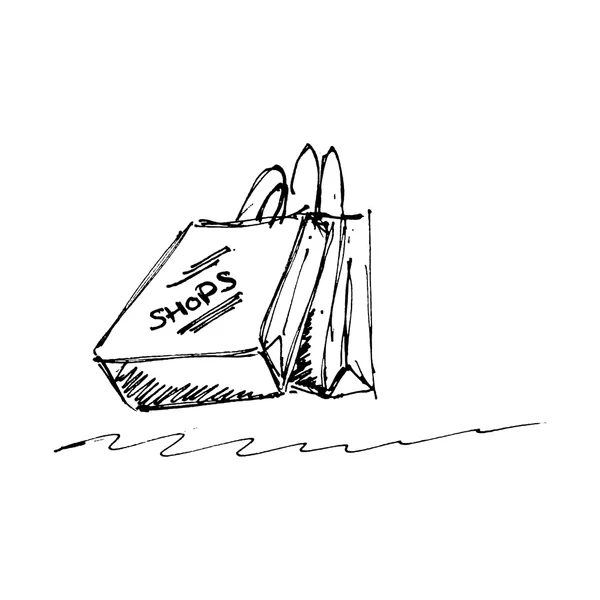 Set von Einkaufstaschen im Cartoon-Stil — Stockvektor