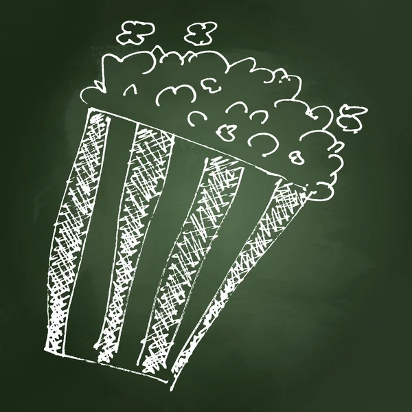 Boceto dibujo de un cubo de palomitas de maíz — Vector de stock