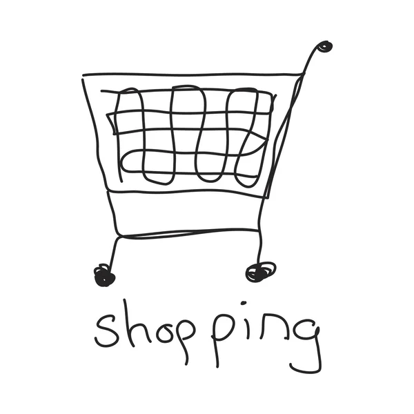 Simple garabato de un carrito de compras — Vector de stock