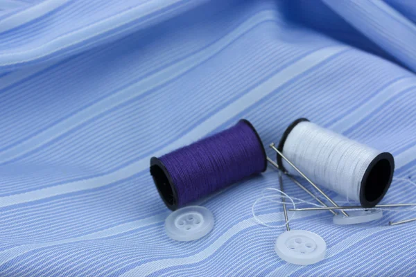 Sewing cotton needle and pins — Stock Photo, Image