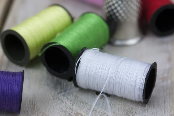 Sewing cotton needle and pins — Stock Photo, Image