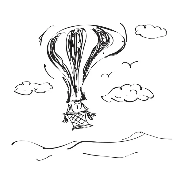 Eenvoudige doodle van een hete luchtballon — Stockvector