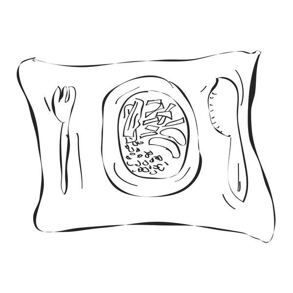 Semplice scarabocchio di un piatto da pranzo — Vettoriale Stock