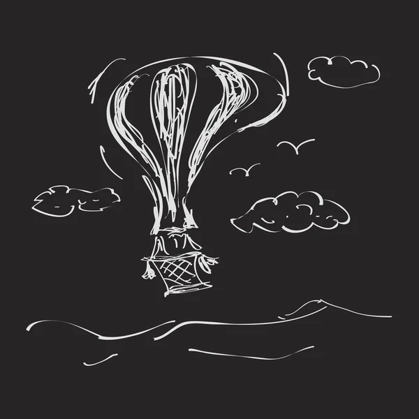 Bir sıcak hava balonu basit doodle — Stok Vektör