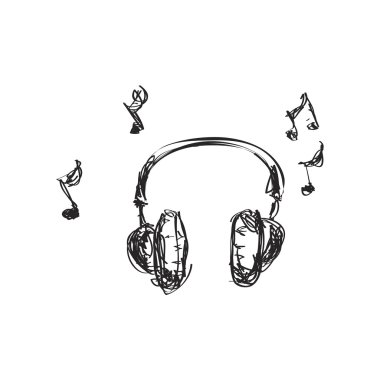 Kulaklıklar bir dizi basit doodle