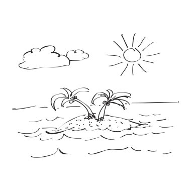 Bir ıssız bir ada, basit doodle