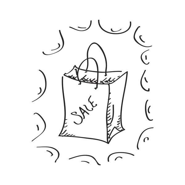 Egyszerű doodle egy eladó táska — Stock Vector